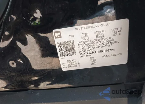 2021 Cadillac Escalade 2Wd Sport Platinum z USA, uszkodzony, nr VIN 1GYS3GKT5MR369724